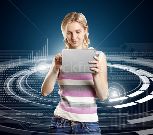 Woman With Touch Pad Stock photo © leedsn