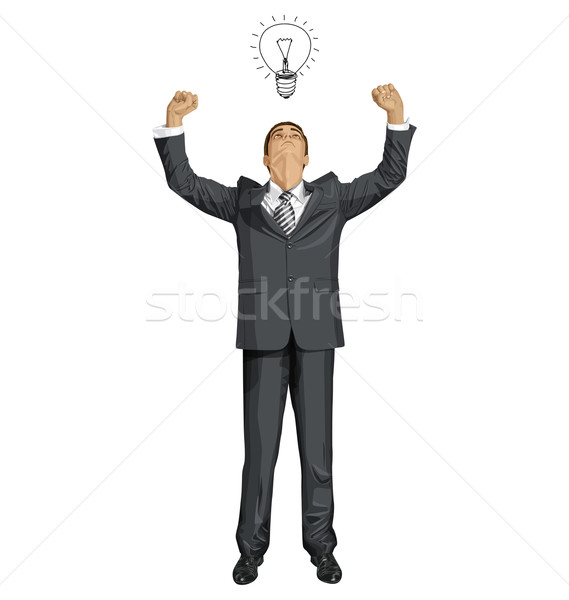 Vektor üzletember kezek magasban boldog felfelé néz néz Stock fotó © leedsn
