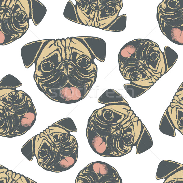 Pug dog vector seamless pattern illustration Stock photo © leedsn
