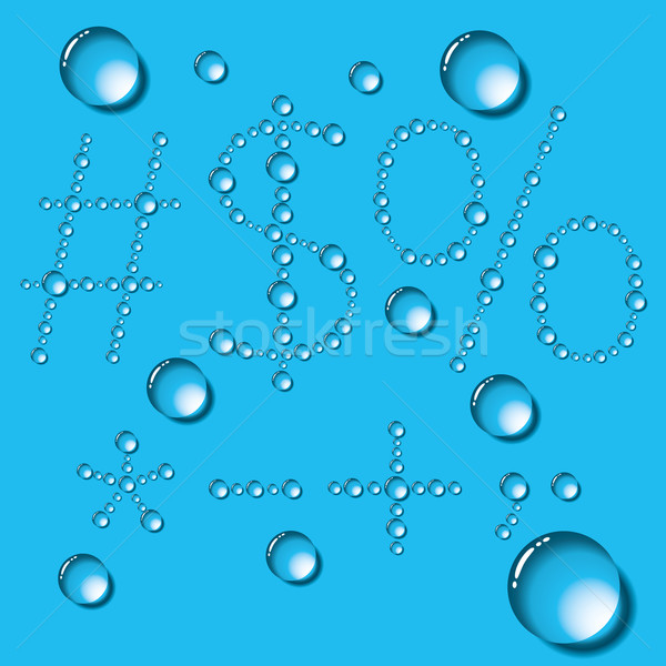 Su damlası harfler vektör ayarlamak mavi doku Stok fotoğraf © leedsn