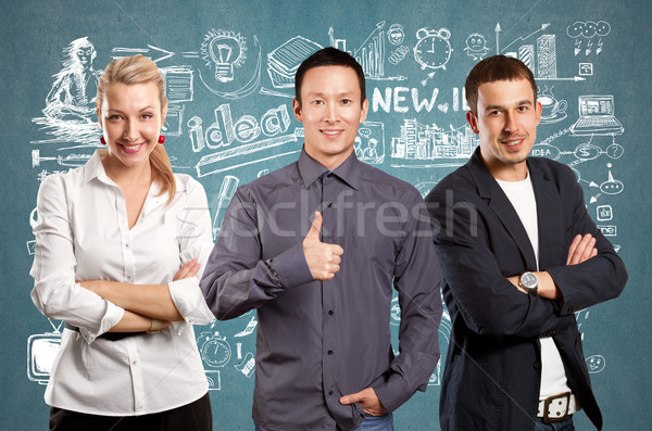 Teamwork and Business Man Shows Well Done Stock photo © leedsn
