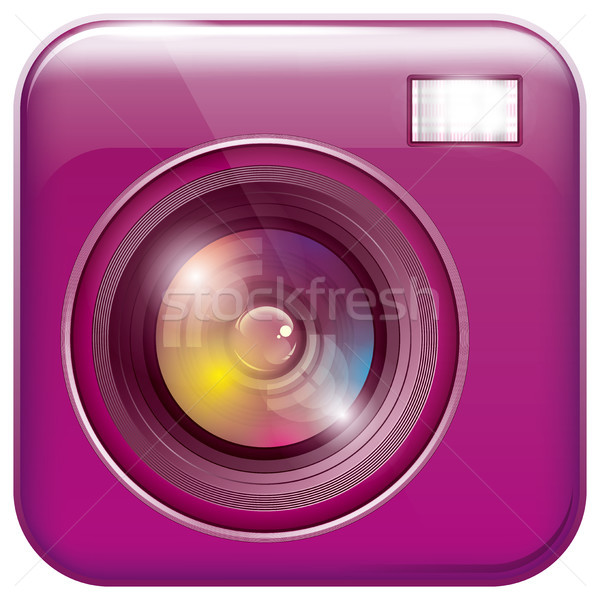 App Symbol Kameraobjektiv Flash Licht Vektor Stock foto © leedsn
