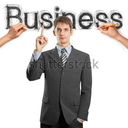 Stock photo: sketch word business with businessman