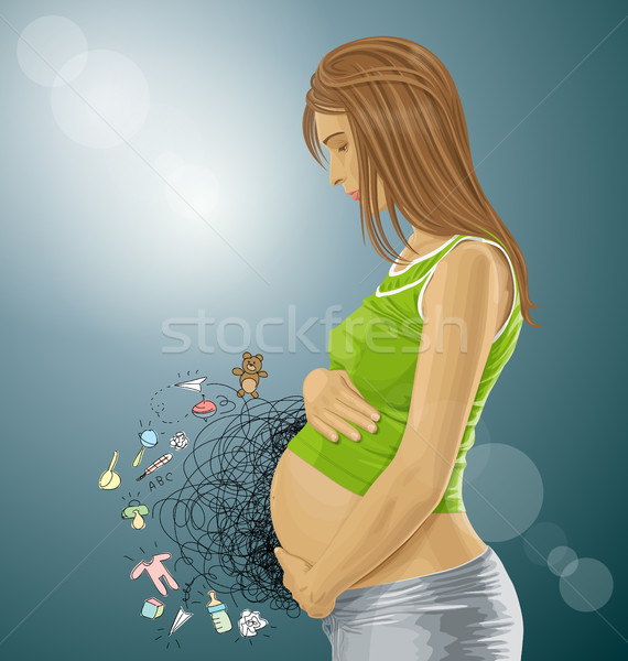 Vector Pregnant Female With Belly Stock photo © leedsn
