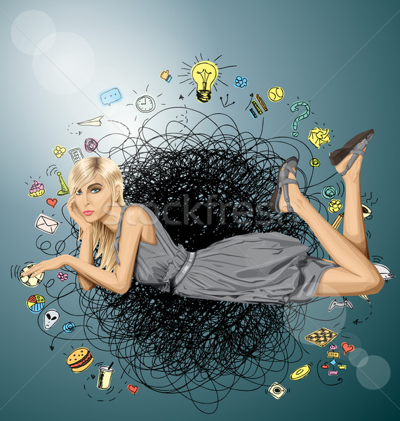 Foto stock: Rosa · mentiras · piso · vector · moda