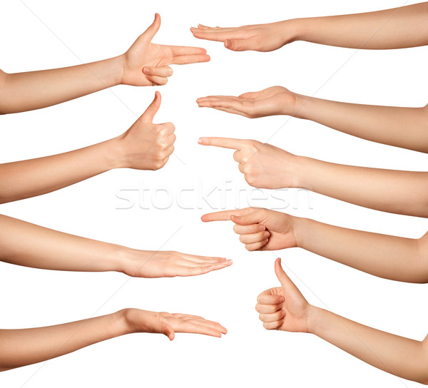Menselijke handen geïsoleerd veel witte vrouw Stockfoto © leedsn