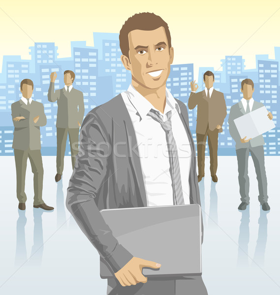 Vector businessman and silhouettes of business people Stock photo © leedsn