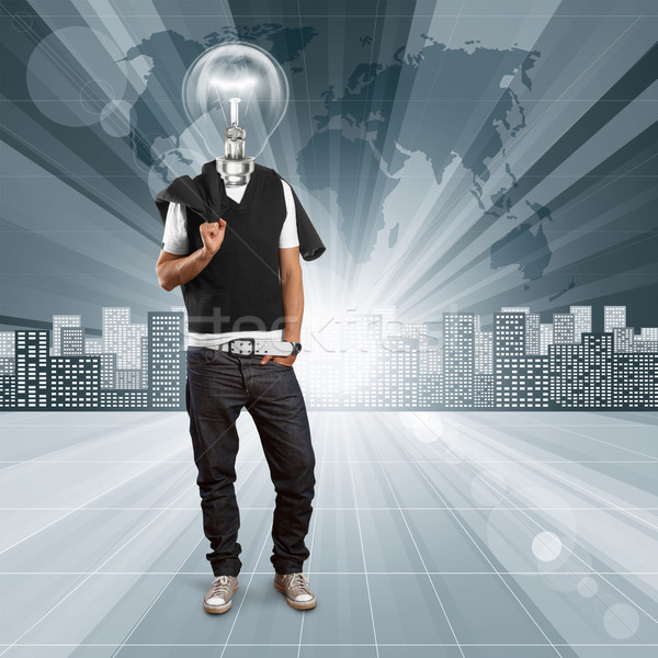 Lamp Head Human against Conceptual Background Stock photo © leedsn