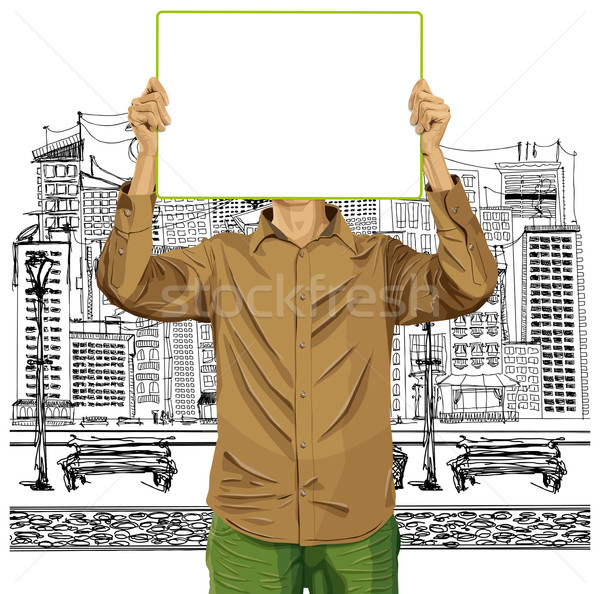 Férfi ír tábla fej ötlet vektor Stock fotó © leedsn