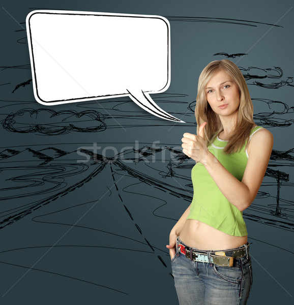 young woman shows well done Stock photo © leedsn