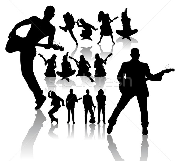 Dancing and Singing People's Silhouettes Stock photo © leedsn