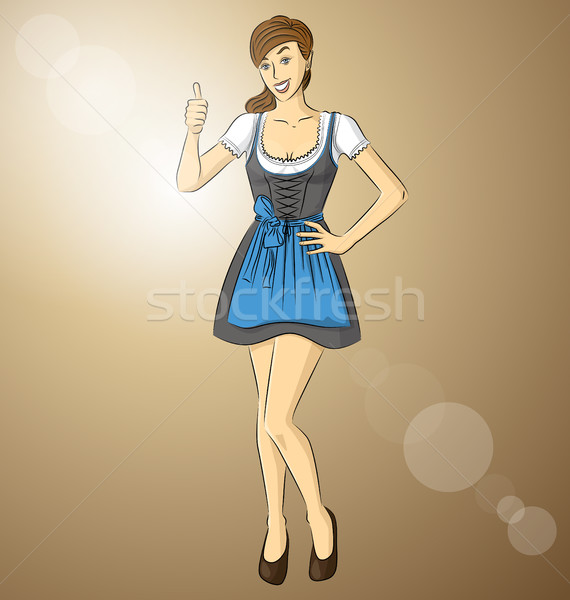 Vector Cute Woman In Drindl On Oktoberfest Stock photo © leedsn