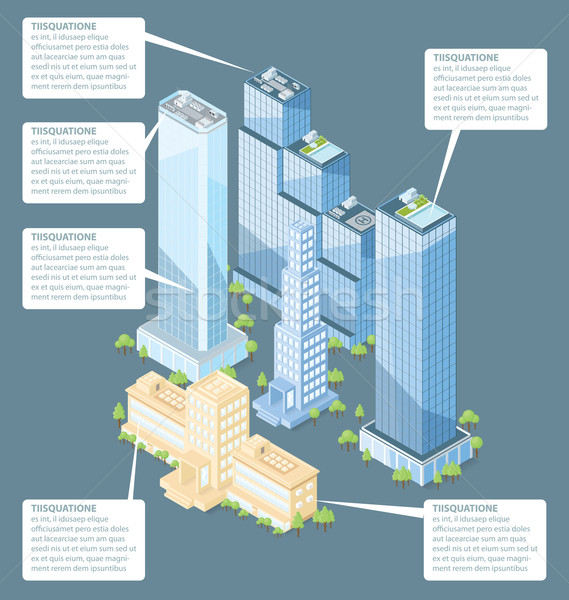 Vector 3d Flat Isometric Office Building Stock photo © leedsn