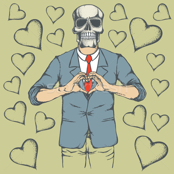 Skull Valentine day vector concept Stock photo © leedsn