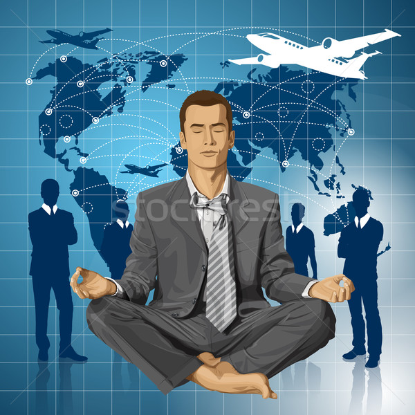 Vector Businessman in Lotus Pose Meditating Stock photo © leedsn