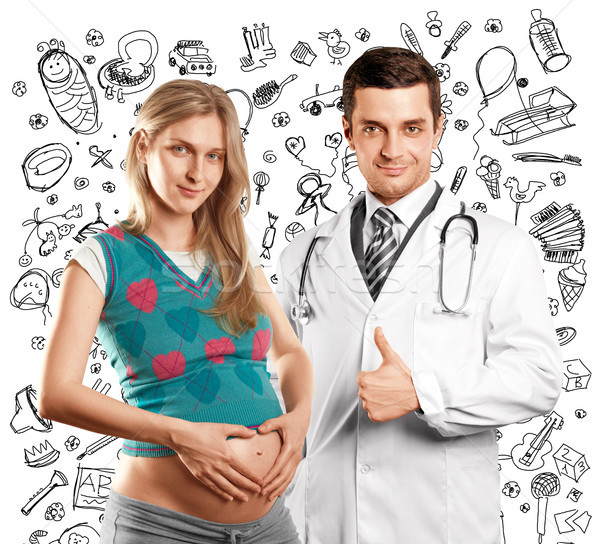 Zwangere vrouw arts wachten gezondheid moeder Stockfoto © leedsn