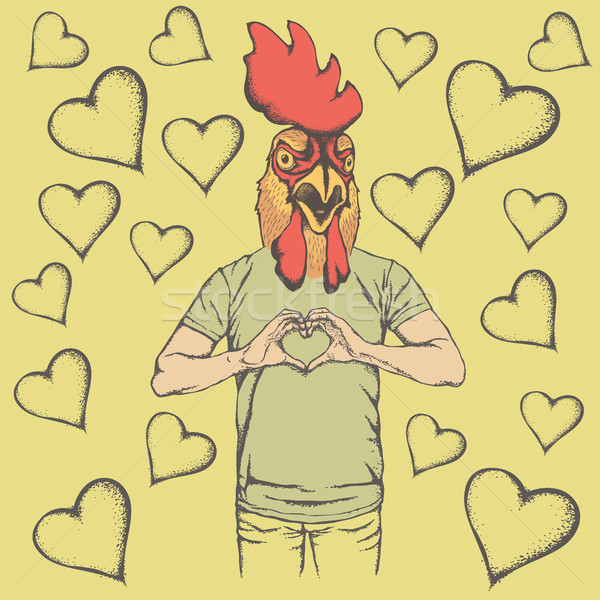 Gallo San Valentín día vector cabeza humanos Foto stock © leedsn