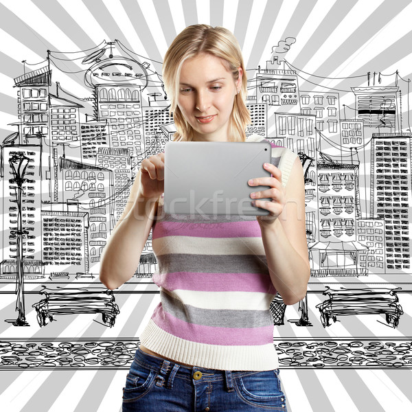 Businesswoman With Touch Pad Stock photo © leedsn