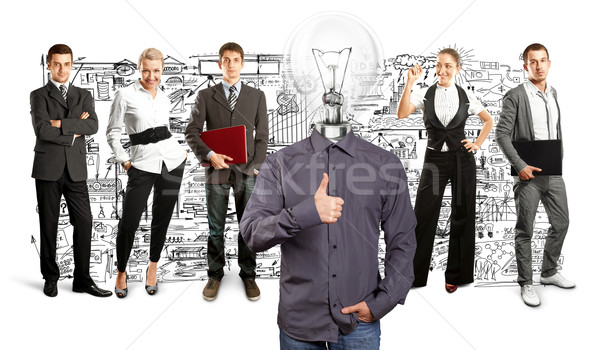 Business-Team Lampe Kopf Idee unterschiedlich Hintergrund Stock foto © leedsn