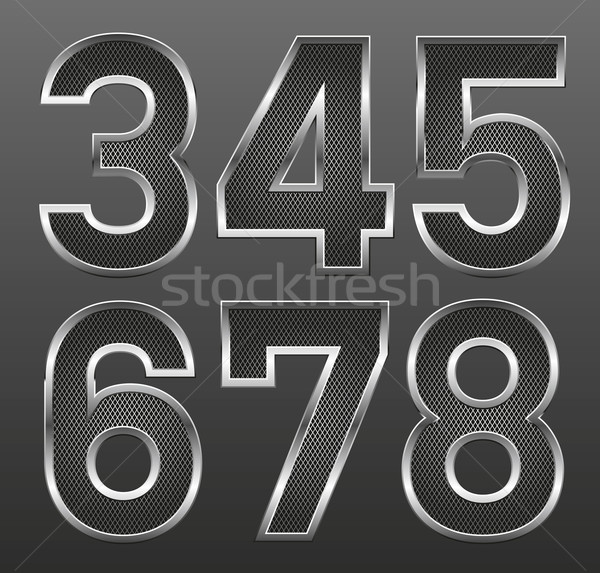 Métal lettres grand faible vecteur nombre [[stock_photo]] © leedsn