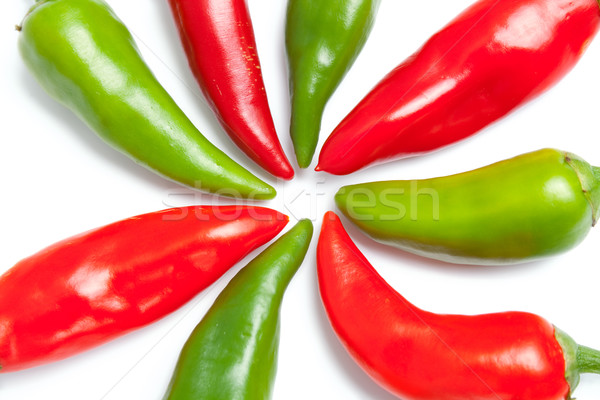 Quente pimentas verde vermelho Foto stock © Leftleg