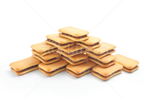 Biscuits vorm piramide sandwich chocolade vulling Stockfoto © Leftleg