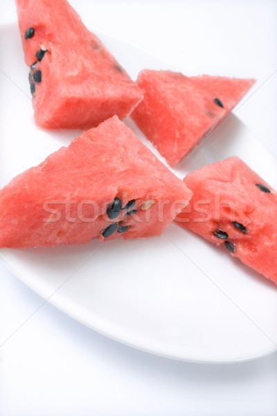 Wassermelone Teil Scheiben Platte isoliert Stock foto © Leftleg