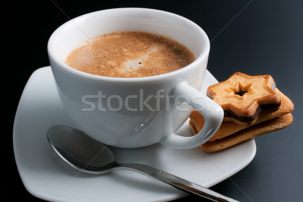 Csésze kávé fehér porcelán frissen közelkép Stock fotó © Leftleg