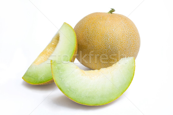 Melone zwei Scheiben voll frischen isoliert Stock foto © Leftleg