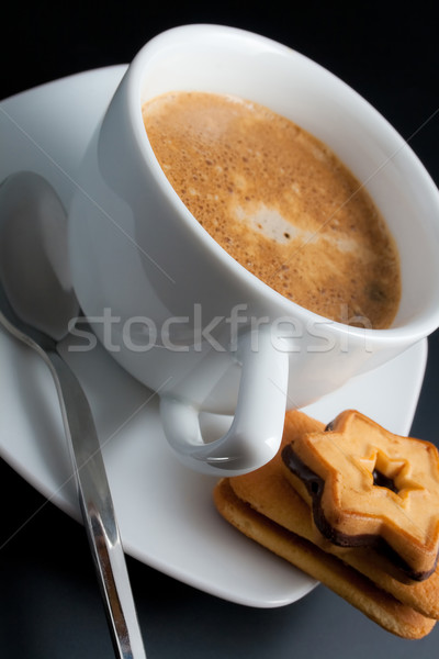 Csésze kávé fehér porcelán frissen közelkép Stock fotó © Leftleg