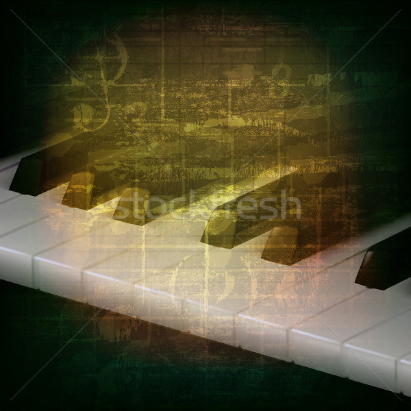 Abstract grunge musica piano tasti del pianoforte verde Foto d'archivio © lem