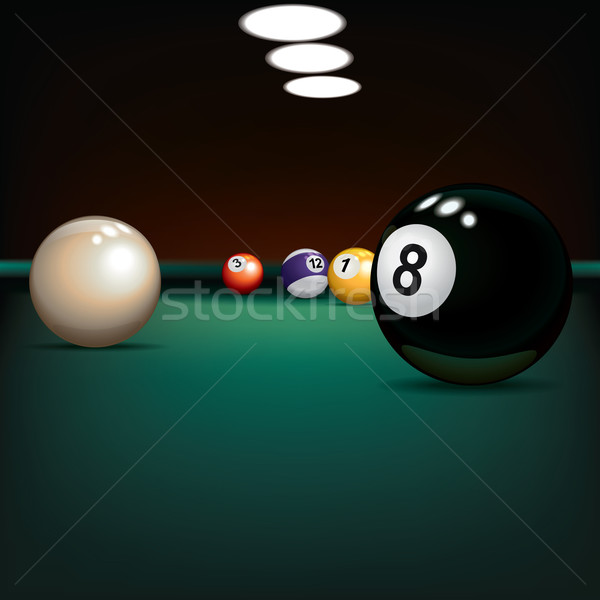 Spiel Illustration Billard Kugeln grünen Tuch Stock foto © lem