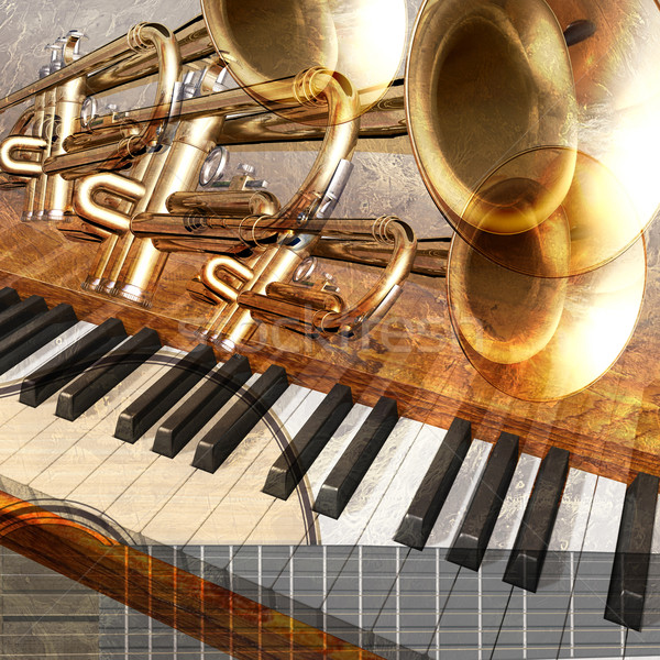 abstract musical background guitar trumpet and piano Stock photo © lem