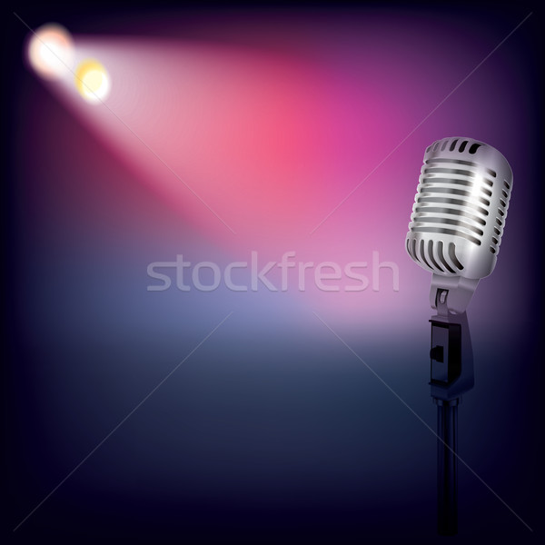Abstract muziek retro microfoon licht Blauw Stockfoto © lem