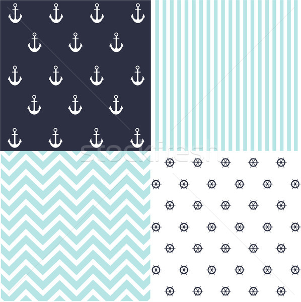 Cute set of Baby Boy seamless patterns with fabric textures Stock photo © lemony