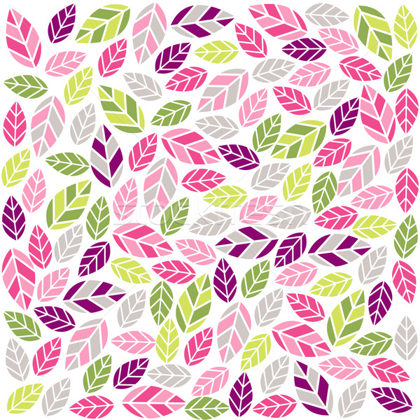 Stock photo: Colorful plant pattern with fabric texture
