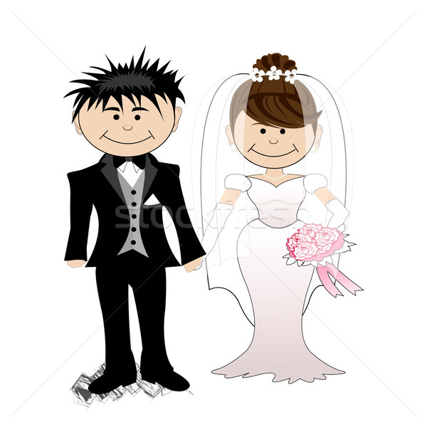 ストックフォト: 結婚式 · 花嫁 · 新郎 · 赤ちゃん · 笑顔 · ファッション