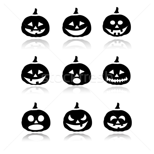 Zdjęcia stock: Halloween · zestaw · twarz · charakter · pomarańczowy · jesienią