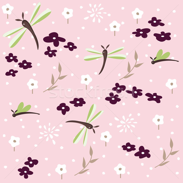 dragonfly seamless floral pattern Stock photo © lemony