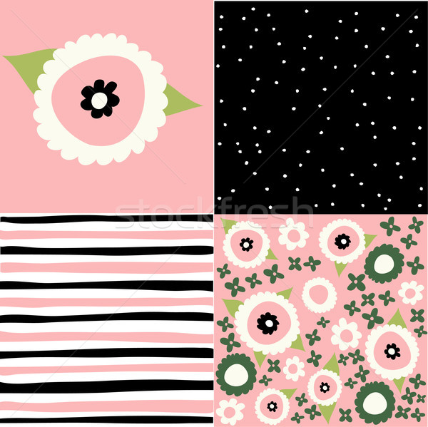 Set of seamless floral pattern Stock photo © lemony