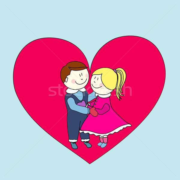 Stock photo: boy and girl, happy valentine's day