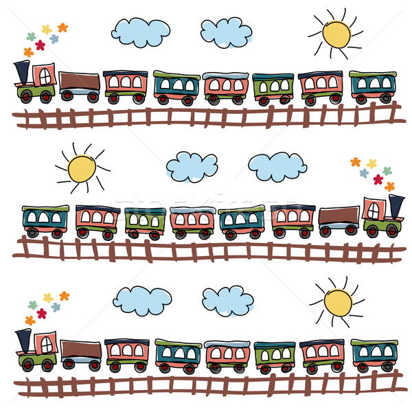 Tren patrón flores resumen diseno arte Foto stock © lemony