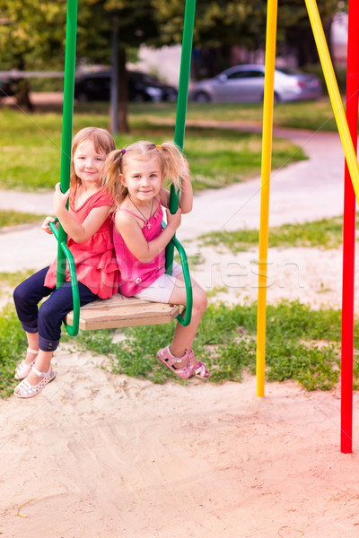 Zwei schönen Freien Spielplatz Sommerzeit Stock foto © Len44ik