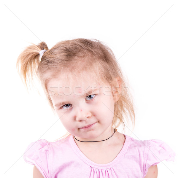 Krank kleines Mädchen isoliert weiß Mädchen Gesicht Stock foto © Len44ik