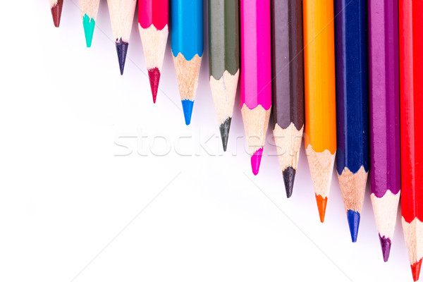 顏色 鉛筆 孤立 白 回到學校 木 商業照片 © Len44ik