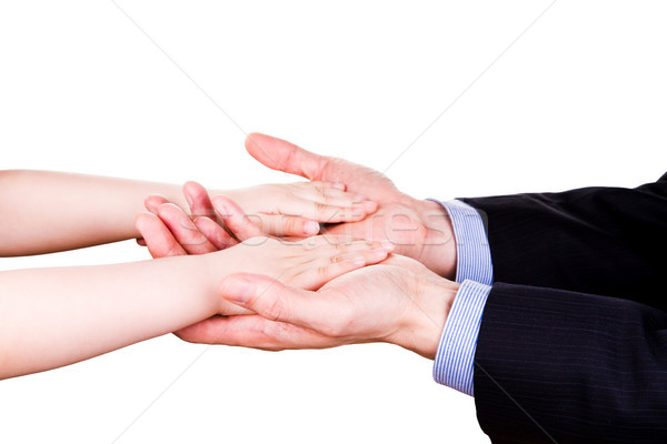 Child holding father's hand. Trust, togethterness and support concept. Stock photo © Len44ik