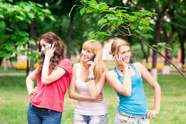 Group Of happy smiling Teenage Students outdoor Stock photo © Len44ik