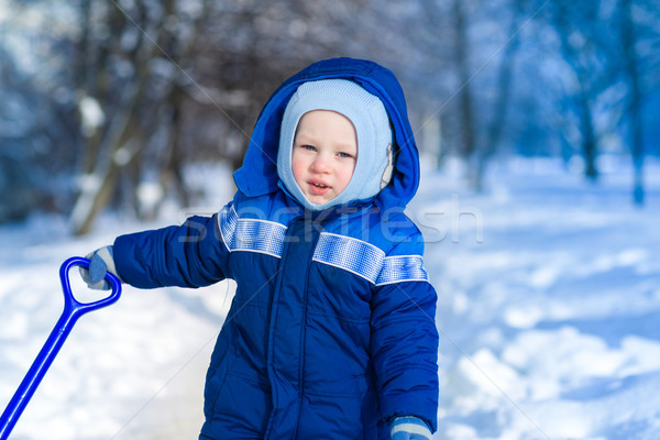 Aranyos baba fiú játszik hó játék Stock fotó © Len44ik