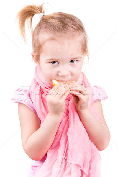 Sick little girl with chickenpox eating lemon Stock photo © Len44ik