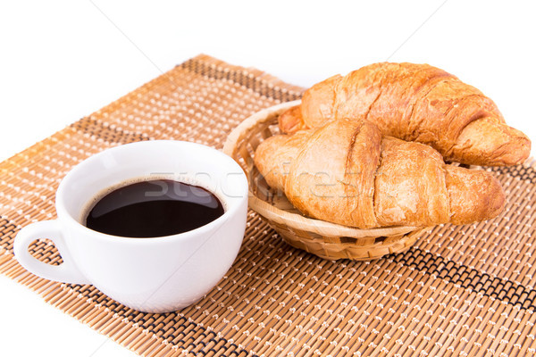 Stockfoto: Vers · smakelijk · frans · croissants · mand · beker